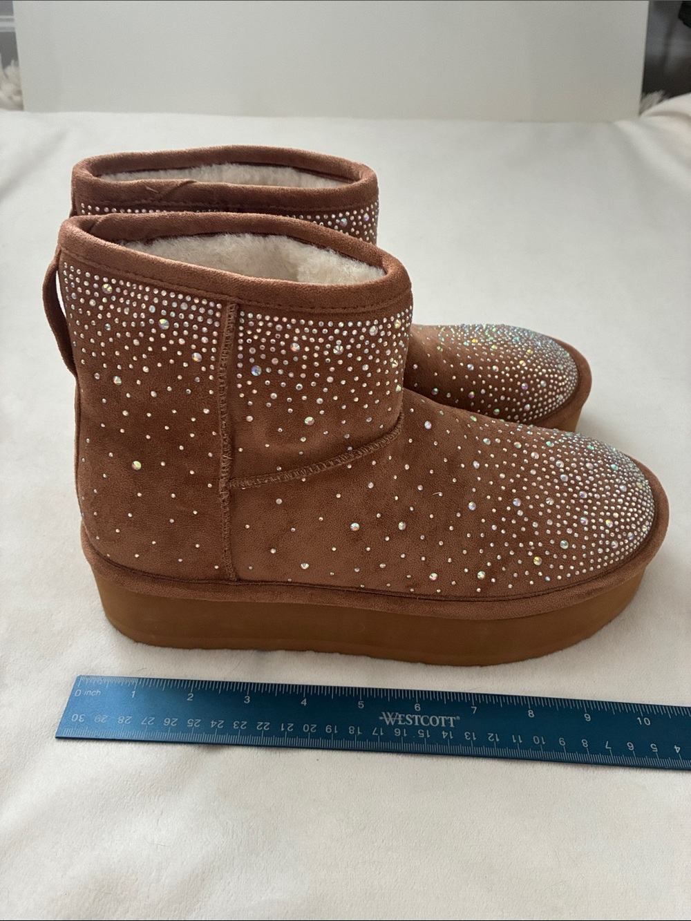 Madden Girl Chestnut Brown Crystal Embellished Short Boots